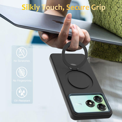 For ZTE Blade A36 / A56 Pro / A76 4G Gen1.5 Pivot Ring Holder TPU Hybrid PC Phone Case - Black - EDA010050101C