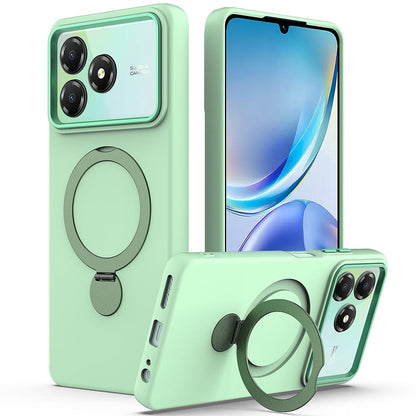 For ZTE Blade A36 / A56 Pro / A76 4G Gen1.5 Pivot Ring Holder TPU Hybrid PC Phone Case - Green - EDA010050101D