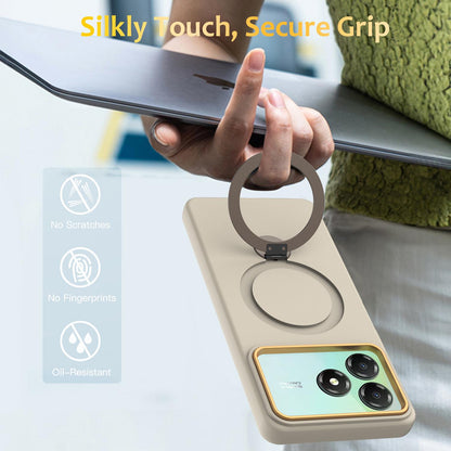 For ZTE Blade A36 / A56 Pro / A76 4G Gen1.5 Pivot Ring Holder TPU Hybrid PC Phone Case - Apricot - EDA010050101E