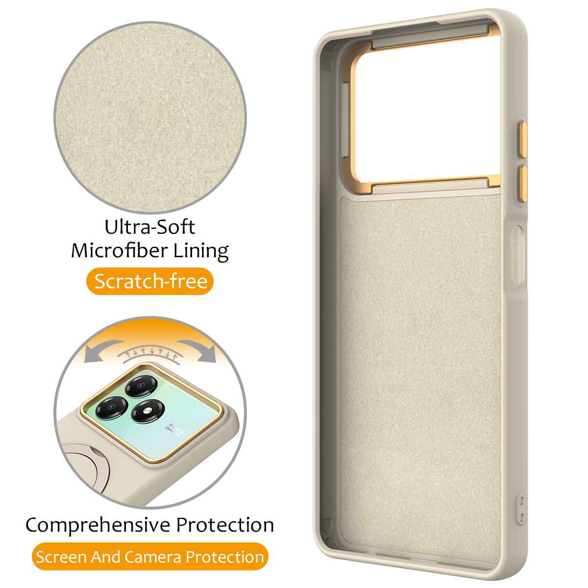 For ZTE Blade A36 / A56 Pro / A76 4G Gen1.5 Pivot Ring Holder TPU Hybrid PC Phone Case - Apricot - EDA010050101E