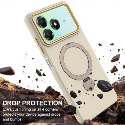 For ZTE Blade A36 / A56 Pro / A76 4G Gen1.5 Pivot Ring Holder TPU Hybrid PC Phone Case - Apricot - EDA010050101E