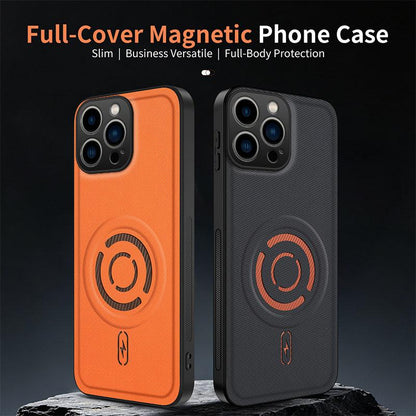 For iPhone 16 Pro Max WANLONFENG Tech Fabric Texture Magnetic PC Hybrid TPU Phone Case - Coffee - EDA010053301C