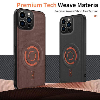 For iPhone 16 Pro Max WANLONFENG Tech Fabric Texture Magnetic PC Hybrid TPU Phone Case - Green - EDA010053301E