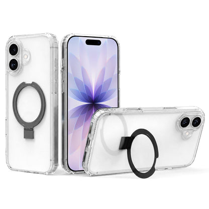 For iPhone 17 Four-corner Airbag Shockproof Acrylic PC Phone Case with Holder - Black - EDA010055603A