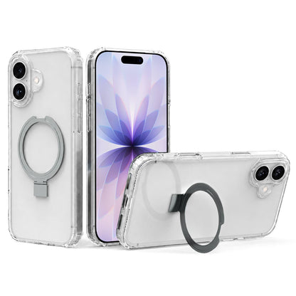 For iPhone 17 Four-corner Airbag Shockproof Acrylic PC Phone Case with Holder - Titanium Gray - EDA010055603D