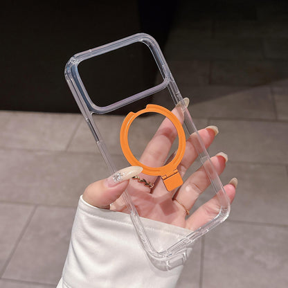 For iPhone 15 Four-corner Airbag Shockproof Acrylic PC Phone Case with Holder - Black - EDA010055612A