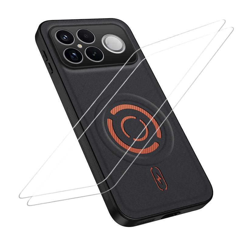 For Xiaomi Poco F8 Ultra/Redmi K90 Pro Max WANLONFENG Tech Fabric Texture Magnetic Phone Case with 2pcs Screen Films(Black)