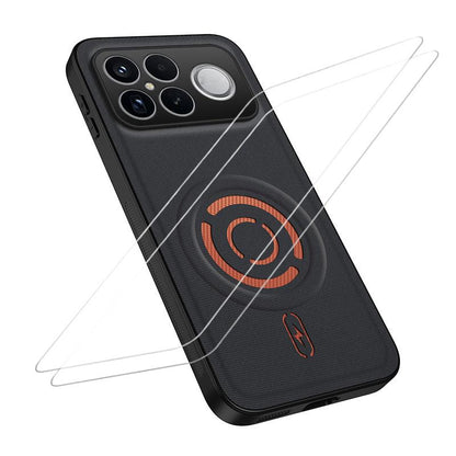 For Xiaomi Poco F8 Ultra/Redmi K90 Pro Max WANLONFENG Tech Fabric Texture Magnetic Phone Case with 2pcs Screen Films(Black)