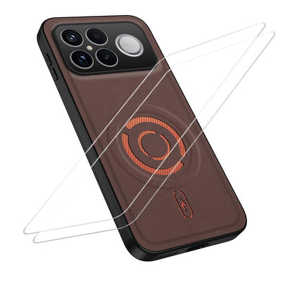 For Xiaomi Poco F8 Ultra/Redmi K90 Pro Max WANLONFENG Tech Fabric Texture Magnetic Phone Case with 2pcs Screen Films(Coffee)