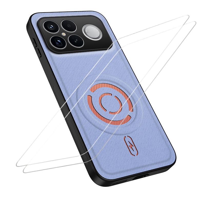 For Xiaomi Poco F8 Ultra/Redmi K90 Pro Max WANLONFENG Tech Fabric Texture Magnetic Phone Case with 2pcs Screen Films(Blue)