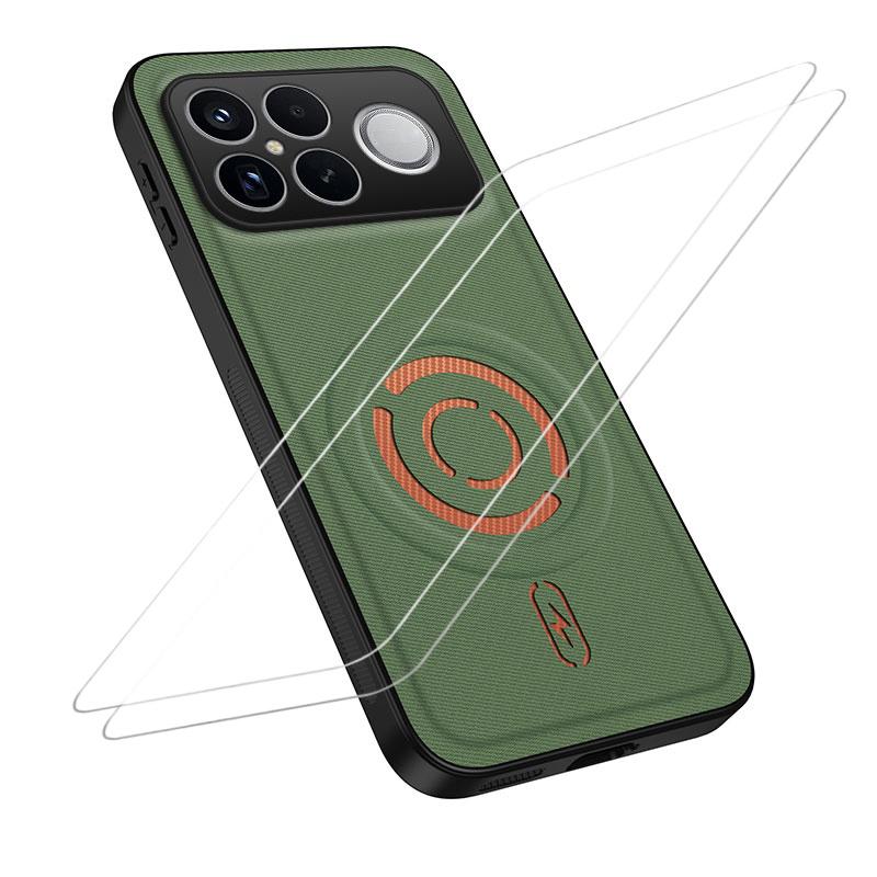 For Xiaomi Poco F8 Ultra/Redmi K90 Pro Max WANLONFENG Tech Fabric Texture Magnetic Phone Case with 2pcs Screen Films(Green)