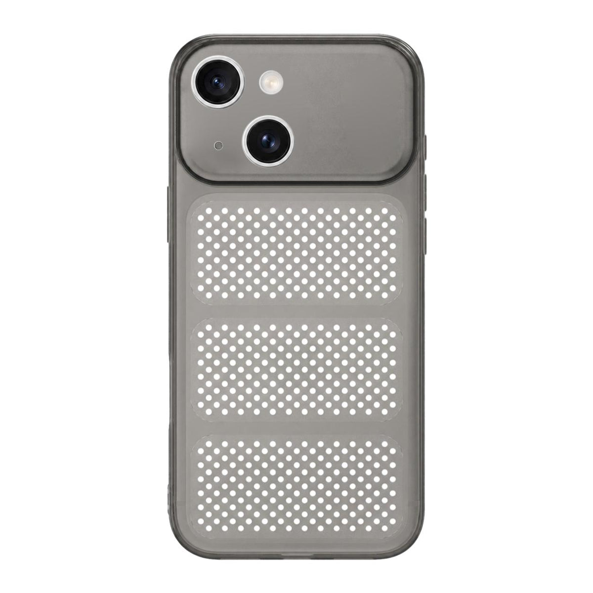For iPhone 15 Large Window Mesh Breathable Cooling TPU Phone Case - Grey - EDA010058301A