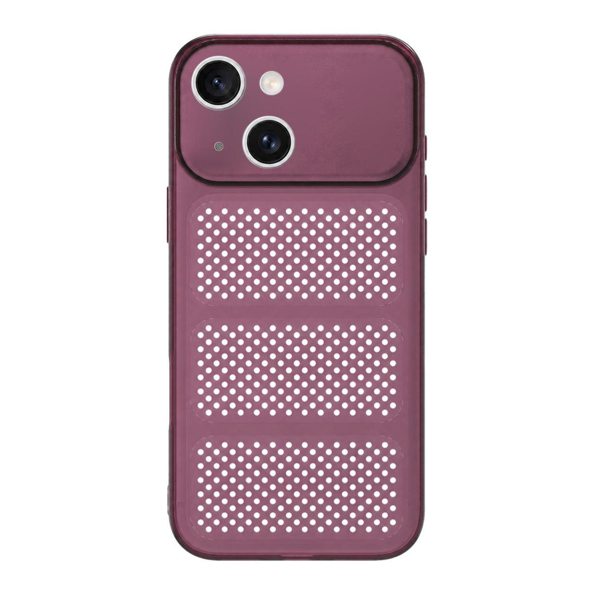 For iPhone 15 Large Window Mesh Breathable Cooling TPU Phone Case - Dark Red - EDA010058301B