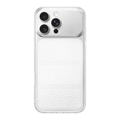 For iPhone 15 Pro Large Window Mesh Breathable Cooling TPU Phone Case - Transparent White - EDA010058302F