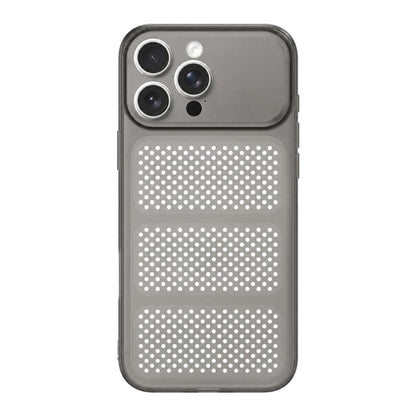 For iPhone 15 Pro Max Large Window Mesh Breathable Cooling TPU Phone Case - Grey - EDA010058303A