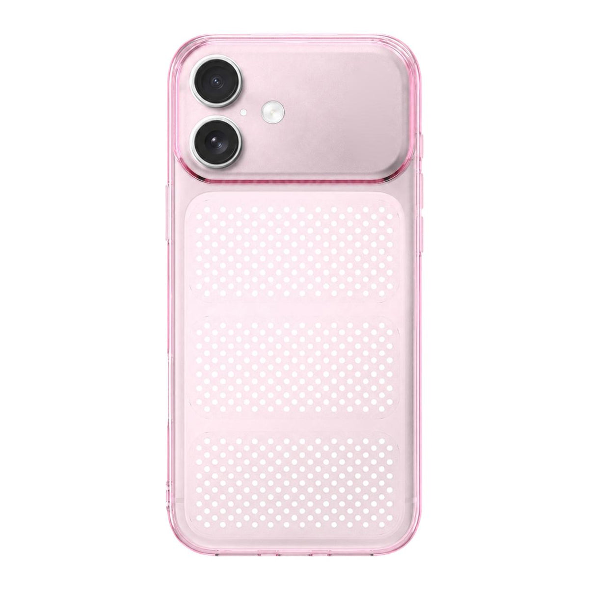 For iPhone 16 Large Window Mesh Breathable Cooling TPU Phone Case - Transparent Pink - EDA010058304E