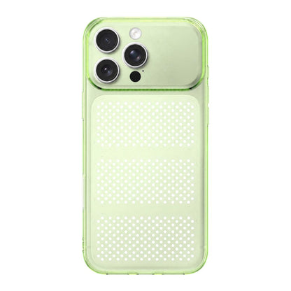 For iPhone 16 Pro Max Large Window Mesh Breathable Cooling TPU Phone Case - Transparent Green - EDA010058306D