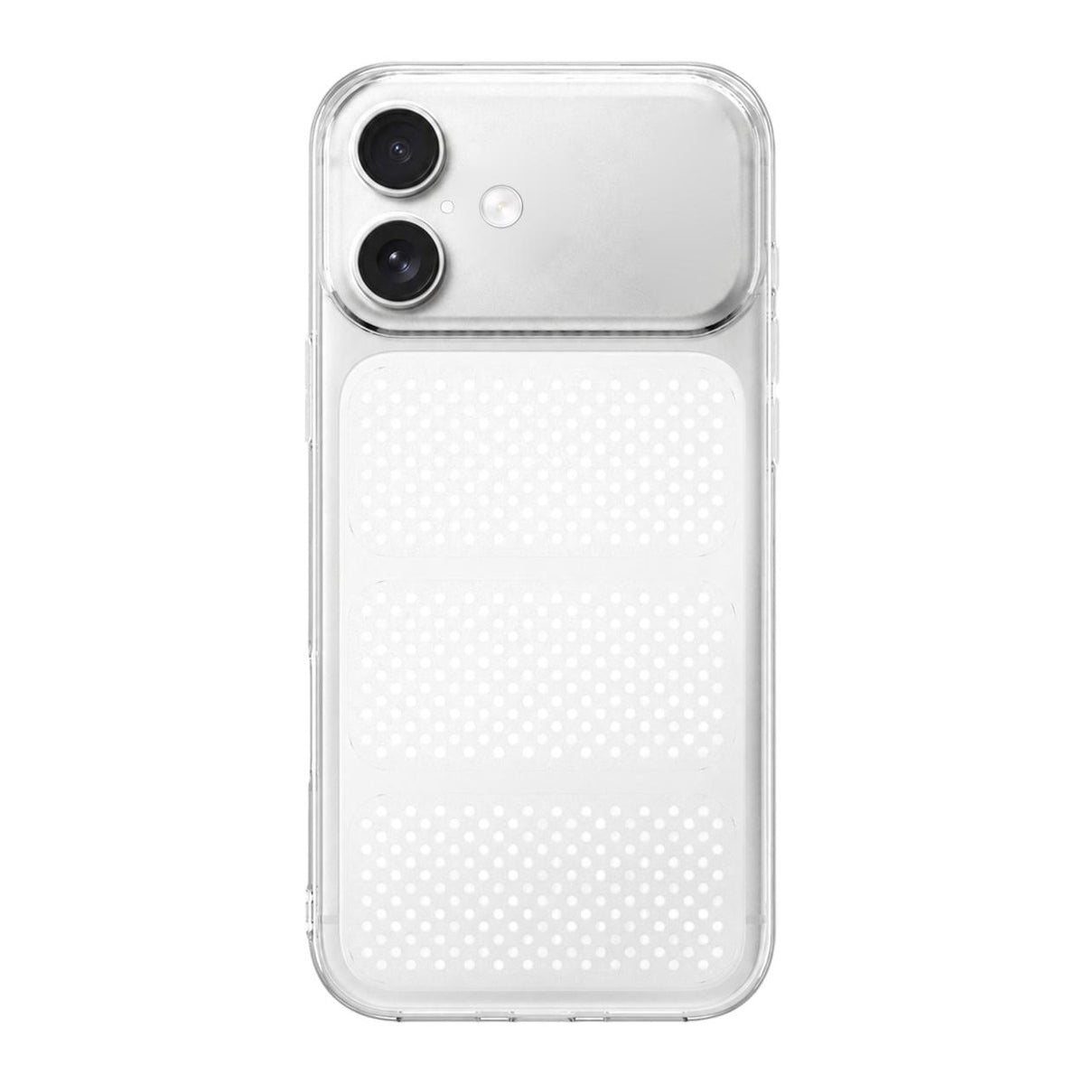 For iPhone 17 Large Window Mesh Breathable Cooling TPU Phone Case - Transparent White - EDA010058307F