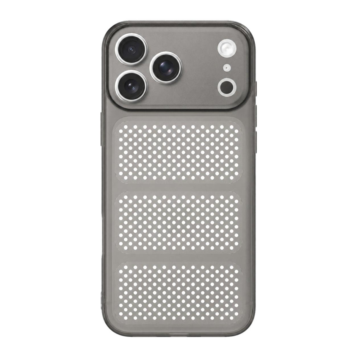 For iPhone 17 Pro Large Window Mesh Breathable Cooling TPU Phone Case - Grey - EDA010058308A
