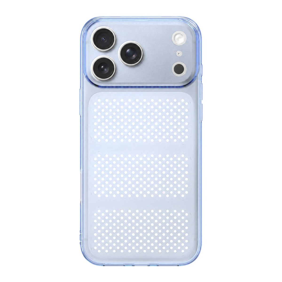 For iPhone 17 Pro Large Window Mesh Breathable Cooling TPU Phone Case - Transparent Blue - EDA010058308C