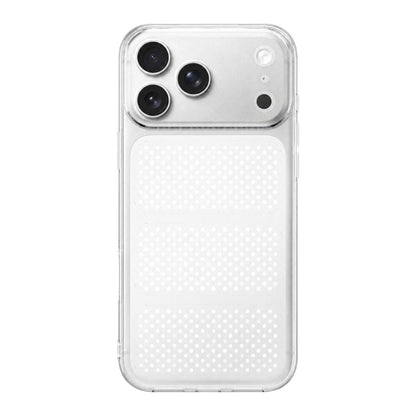 For iPhone 17 Pro Large Window Mesh Breathable Cooling TPU Phone Case - Transparent White - EDA010058308F