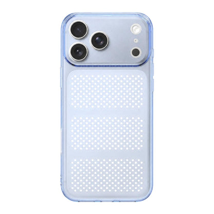 For iPhone 17 Pro Max Large Window Mesh Breathable Cooling TPU Phone Case - Transparent Blue - EDA010058309C