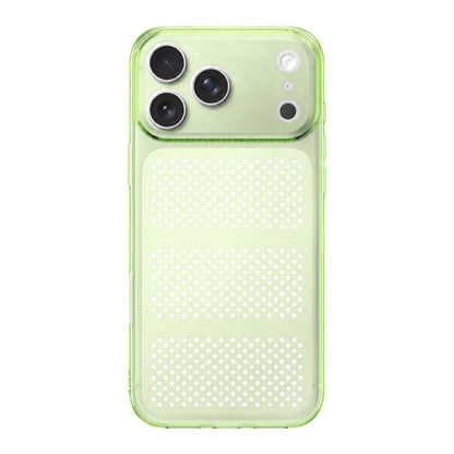 For iPhone 17 Pro Max Large Window Mesh Breathable Cooling TPU Phone Case - Transparent Green - EDA010058309D