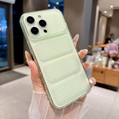 For iPhone 17 Pro Max Large Window Mesh Breathable Cooling TPU Phone Case - Transparent Green - EDA010058309D