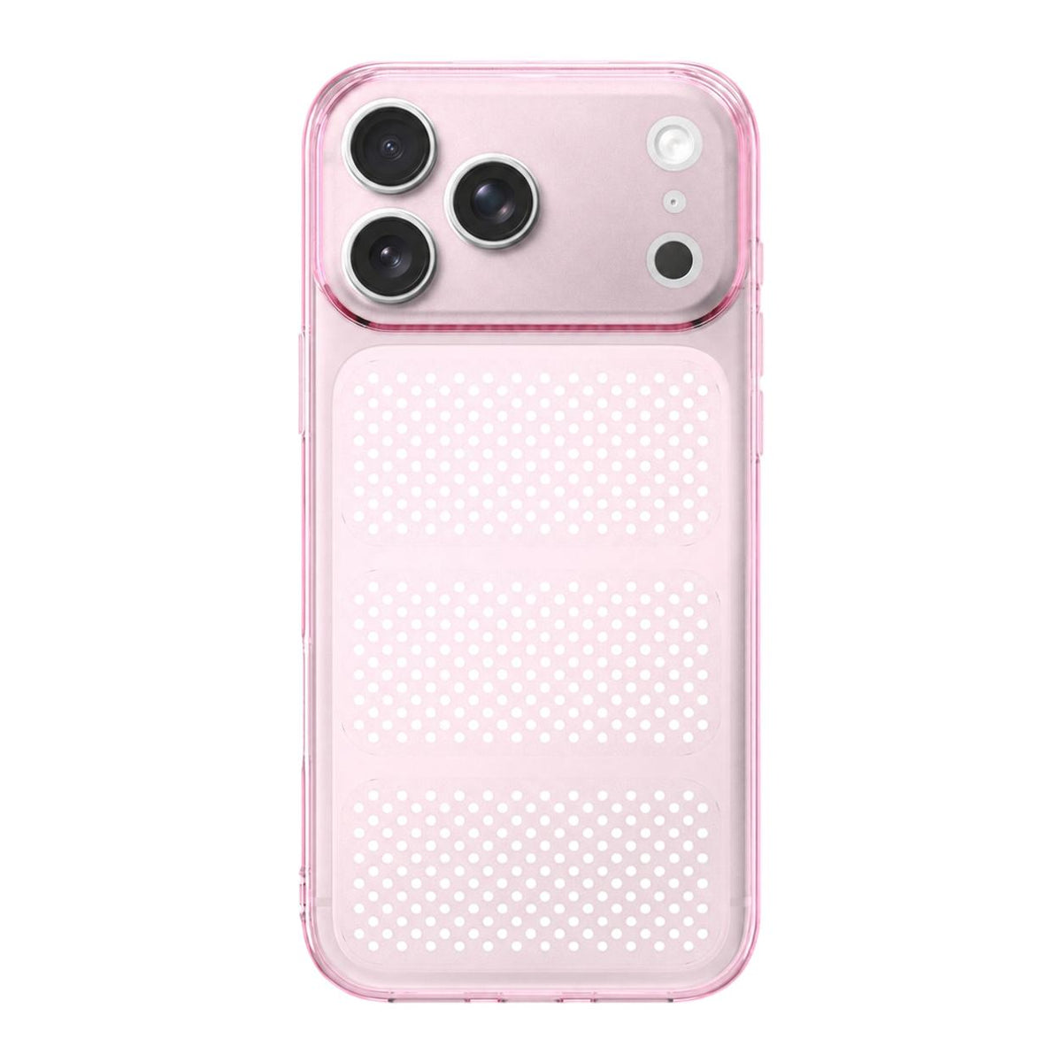 For iPhone 17 Pro Max Large Window Mesh Breathable Cooling TPU Phone Case - Transparent Pink - EDA010058309E