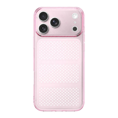 For iPhone 17 Pro Max Large Window Mesh Breathable Cooling TPU Phone Case - Transparent Pink - EDA010058309E