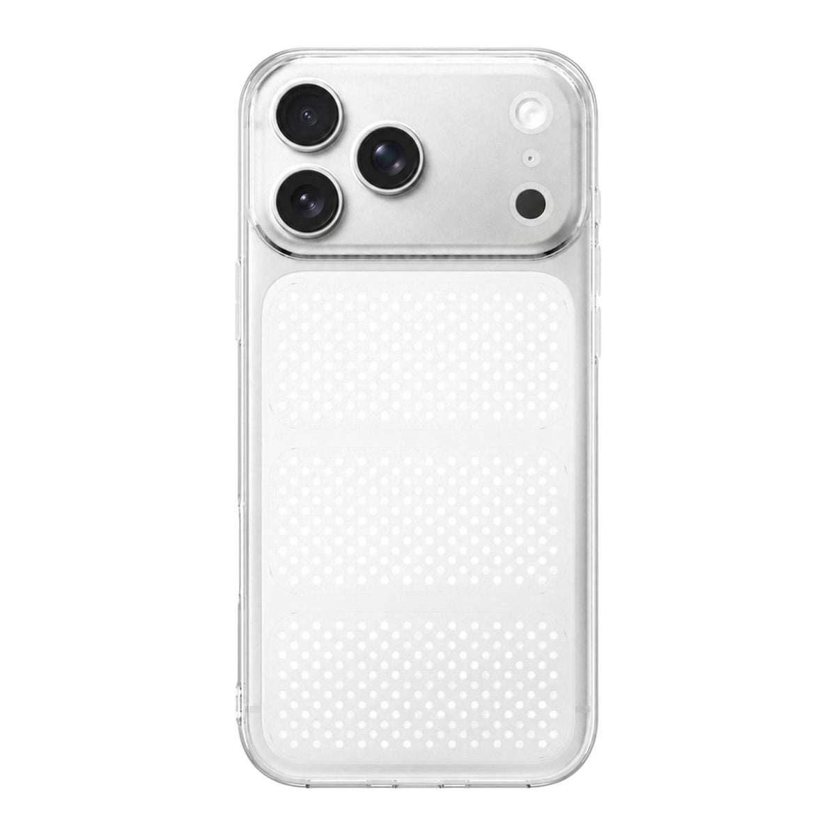 For iPhone 17 Pro Max Large Window Mesh Breathable Cooling TPU Phone Case - Transparent White - EDA010058309F