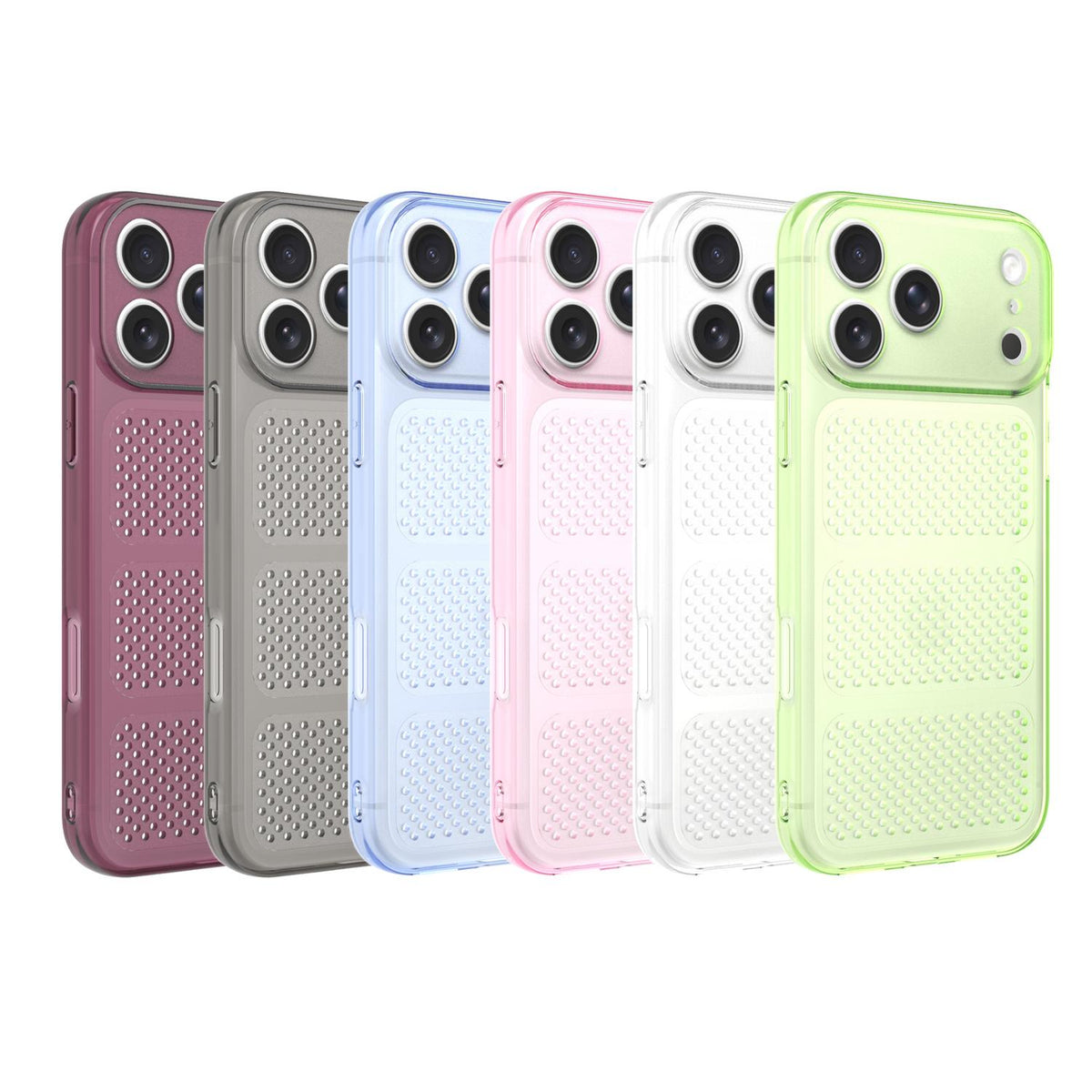 For iPhone 16 Pro Max Large Window Mesh Breathable Cooling TPU Phone Case - Grey - EDA010058306A