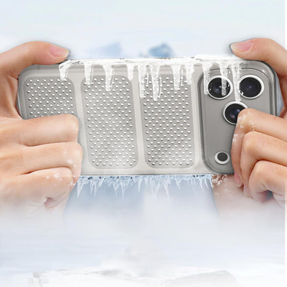 For iPhone 17 Pro Max Large Window Mesh Breathable Cooling TPU Phone Case - Grey - EDA010058309A