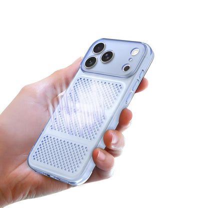 For iPhone 17 Pro Large Window Mesh Breathable Cooling TPU Phone Case - Grey - EDA010058308A