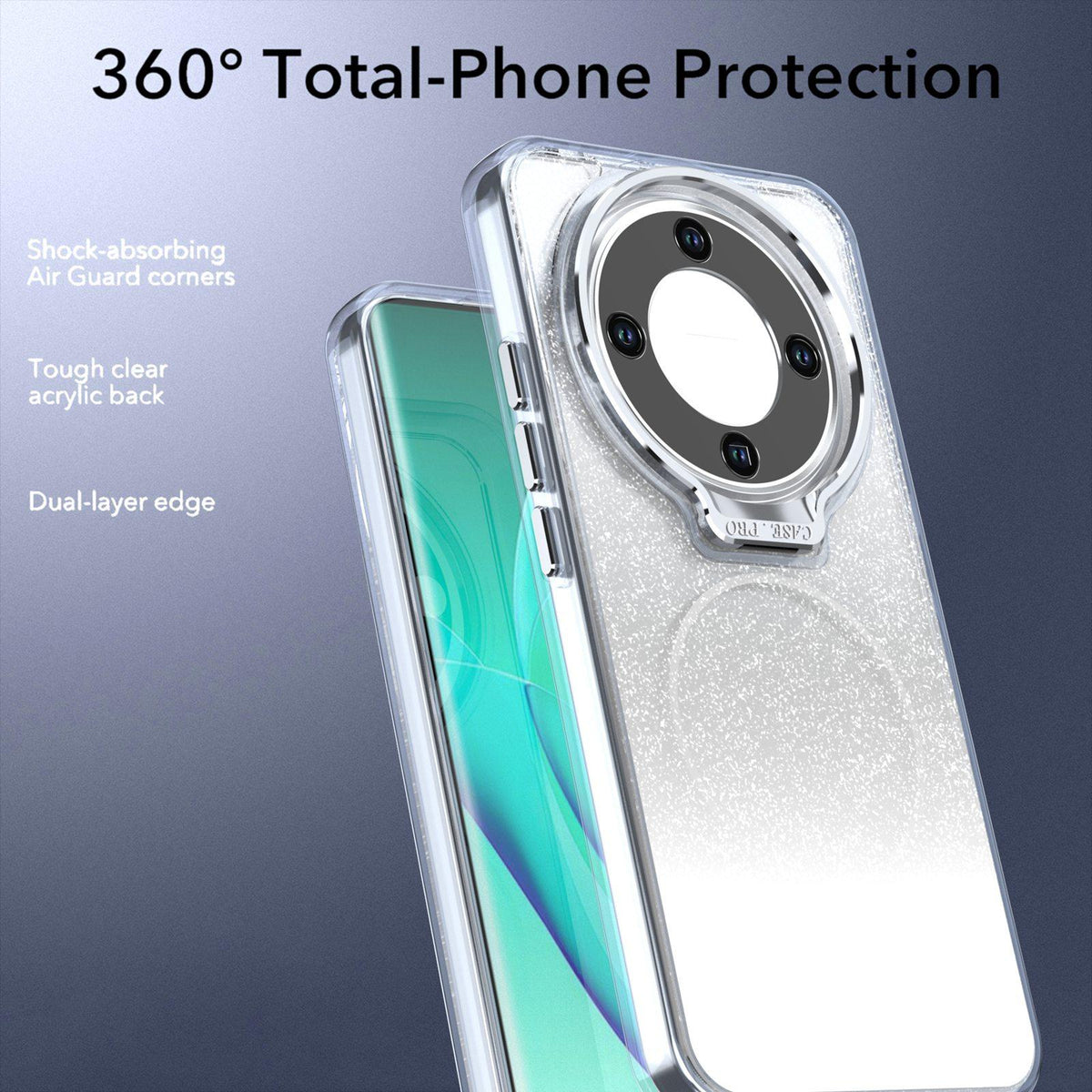 For Honor Magic8 Lite Glitter Gradient Magnetic Lens Frame Holder Phone Case - White - EDA010060302A