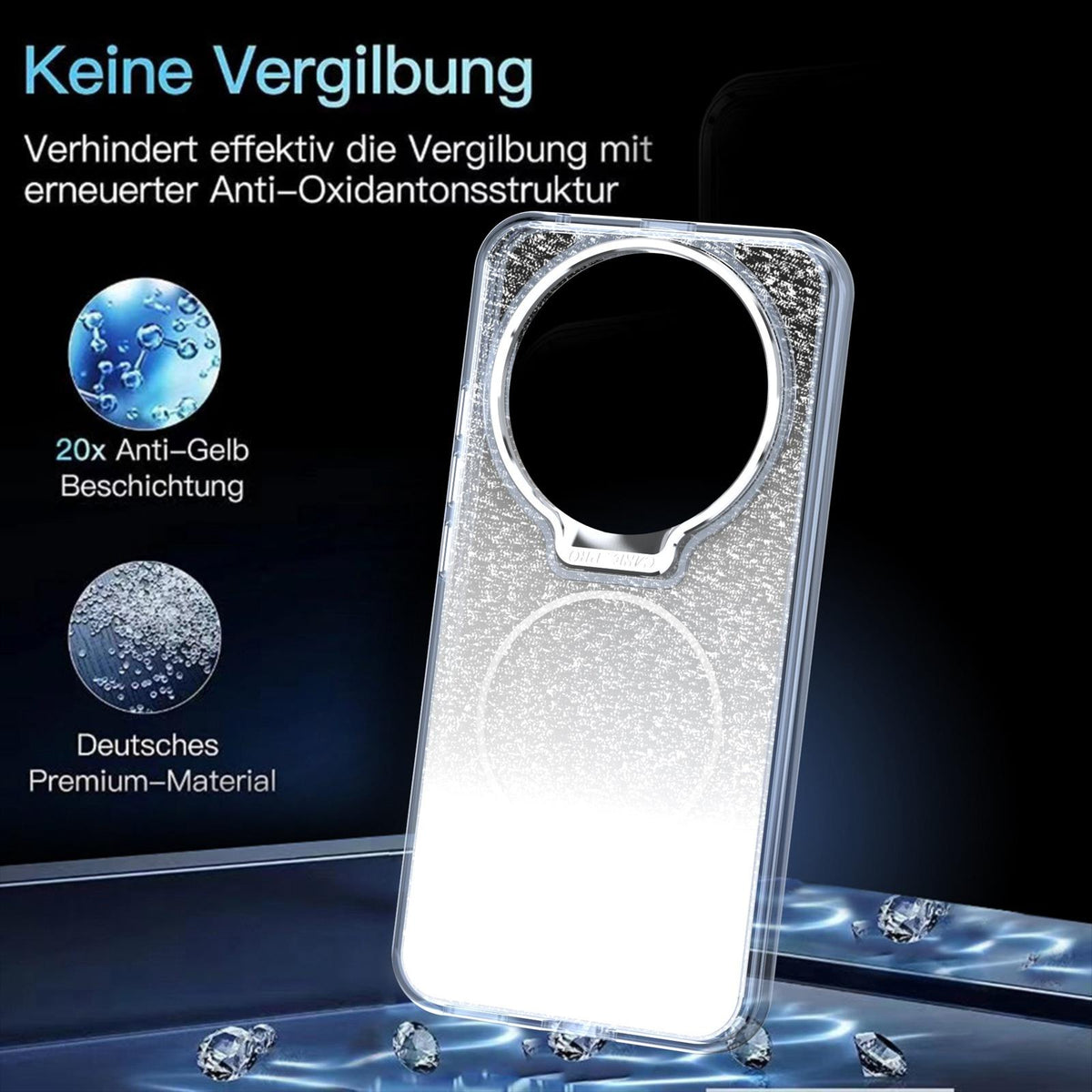 For Honor Magic8 Lite Glitter Gradient Magnetic Lens Frame Holder Phone Case - White - EDA010060302A