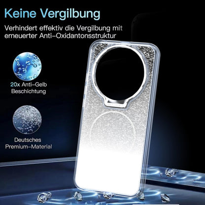 For Honor Magic8 Lite Glitter Gradient Magnetic Lens Frame Holder Phone Case - White - EDA010060302A