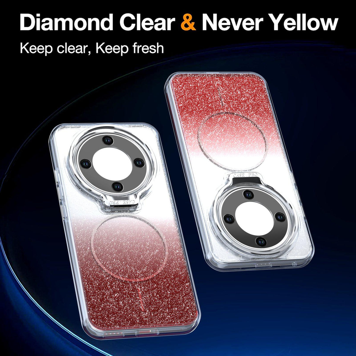 For Honor Magic8 Lite Glitter Gradient Magnetic Lens Frame Holder Phone Case - Red - EDA010060302B