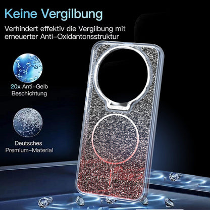 For Honor Magic8 Lite Glitter Gradient Magnetic Lens Frame Holder Phone Case - Red - EDA010060302B
