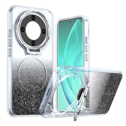 For Honor Magic8 Lite Glitter Gradient Magnetic Lens Frame Holder Phone Case - Black - EDA010060302C