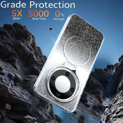 For Honor Magic8 Lite Glitter Gradient Magnetic Lens Frame Holder Phone Case - Black - EDA010060302C