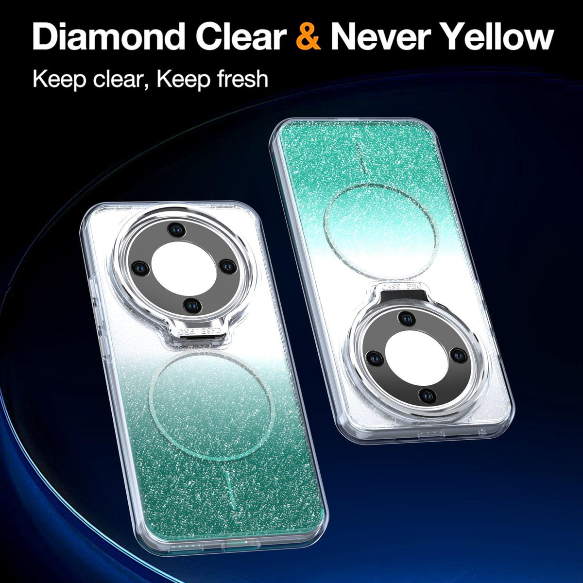 For Honor Magic8 Lite Glitter Gradient Magnetic Lens Frame Holder Phone Case - Lake Green - EDA010060302D