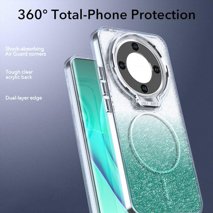 For Honor Magic8 Lite Glitter Gradient Magnetic Lens Frame Holder Phone Case - Lake Green - EDA010060302D