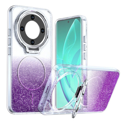 For Honor Magic8 Lite Glitter Gradient Magnetic Lens Frame Holder Phone Case - Purple - EDA010060302E