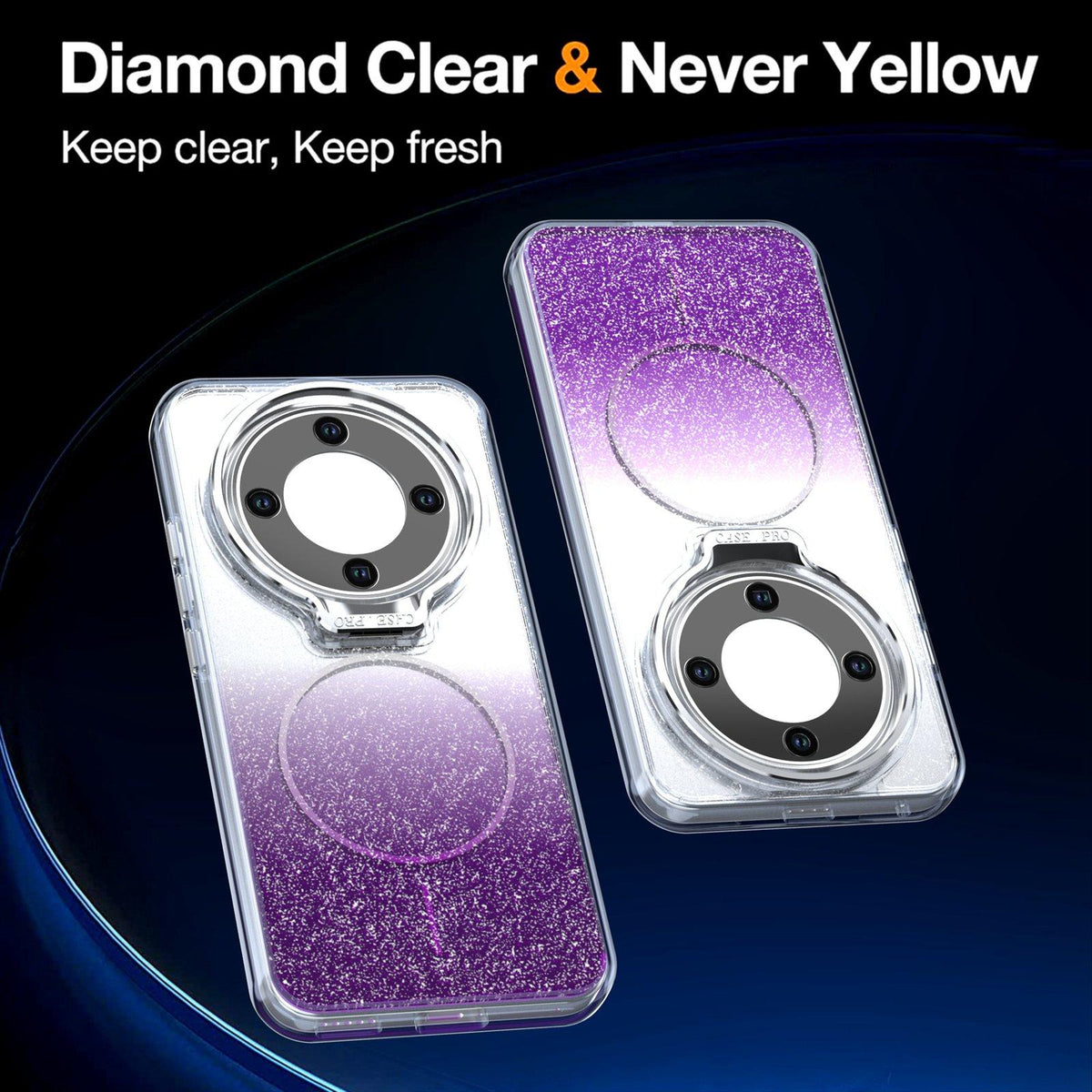 For Honor Magic8 Lite Glitter Gradient Magnetic Lens Frame Holder Phone Case - Purple - EDA010060302E