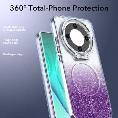 For Honor Magic8 Lite Glitter Gradient Magnetic Lens Frame Holder Phone Case - Purple - EDA010060302E