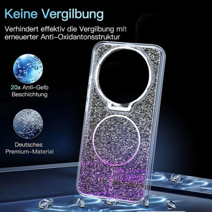 For Honor Magic8 Lite Glitter Gradient Magnetic Lens Frame Holder Phone Case - Purple - EDA010060302E