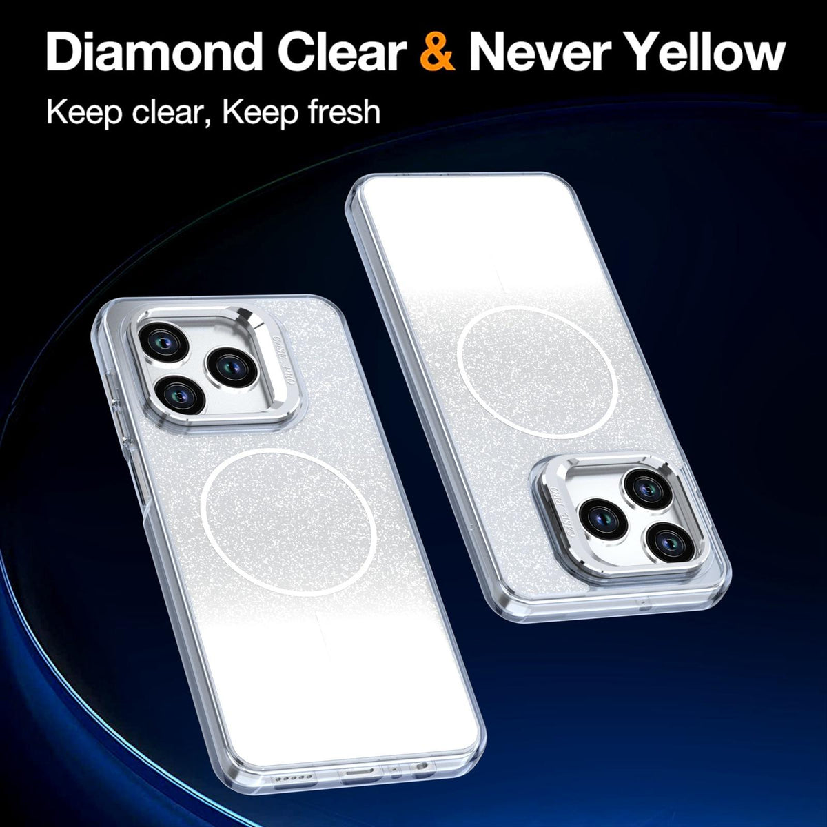 For Honor X5c Plus Glitter Gradient Magnetic Lens Frame Holder Phone Case - White - EDA010060303A