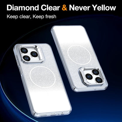 For Honor X5c Plus Glitter Gradient Magnetic Lens Frame Holder Phone Case - White - EDA010060303A