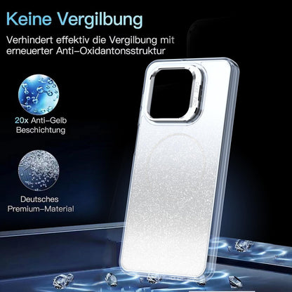 For Honor X5c Plus Glitter Gradient Magnetic Lens Frame Holder Phone Case - White - EDA010060303A